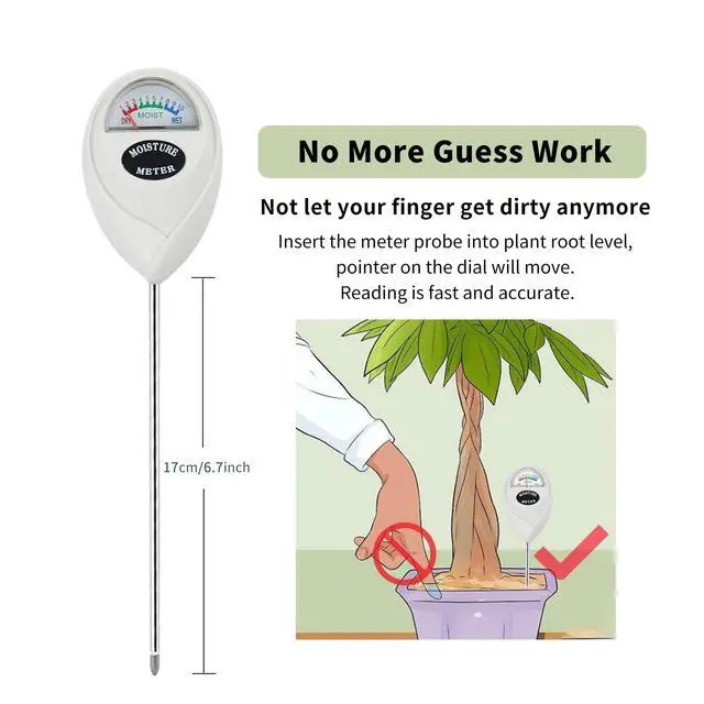 Alt view image 2 of 7 - Soil Moisture Meter, Plant Water Meter, Hygrometer for Indoor Outdoor Plant Care, No Battery Needed (White)