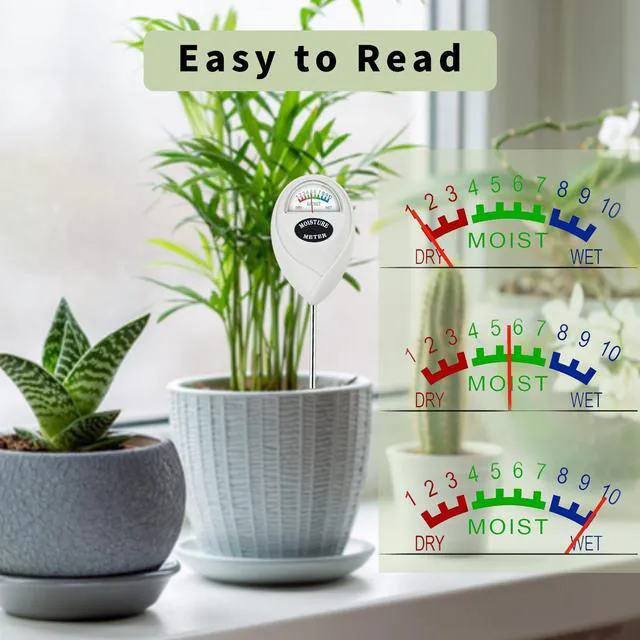 Alt view image 7 of 7 - Soil Moisture Meter, Plant Water Meter, Hygrometer for Indoor Outdoor Plant Care, No Battery Needed (White)