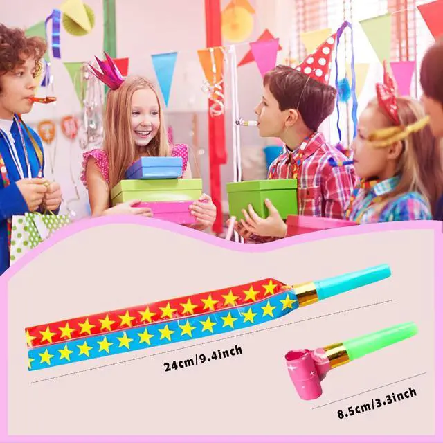 Alt view image 3 of 7 - 25 PCS Party Blower Blowouts Noisemakers Funny Colorful Birthday New Years Blow Horns Whistles Favors