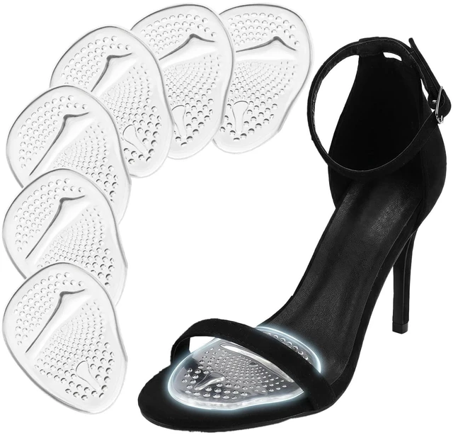 Main image of Metatarsal Pads for Women, High Heel Ball of Foot Cushions, Non-Slip Heel Inserts, One Size Fits All (Clear, 3 Pairs)