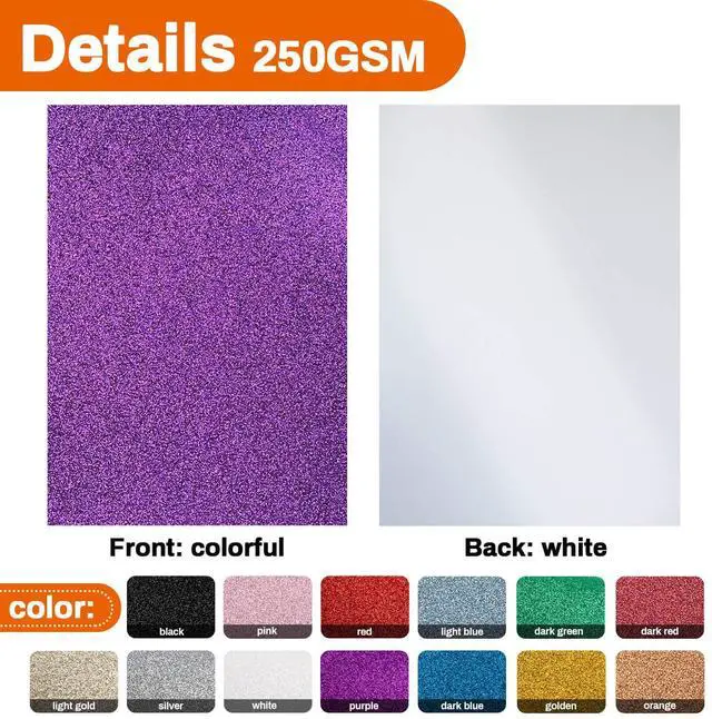 Alt view image 4 of 7 - Sukh 20pcs A4 Glitter Cardstock Paper, 250GSM, 14 Colors, for Halloween, Christmas, Valentines, Weddings, Birthdays, Parties, DIY, Scrapbook, Gift Wrapping