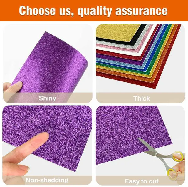 Alt view image 2 of 7 - Sukh 20pcs A4 Glitter Cardstock Paper, 250GSM, 14 Colors, for Halloween, Christmas, Valentines, Weddings, Birthdays, Parties, DIY, Scrapbook, Gift Wrapping