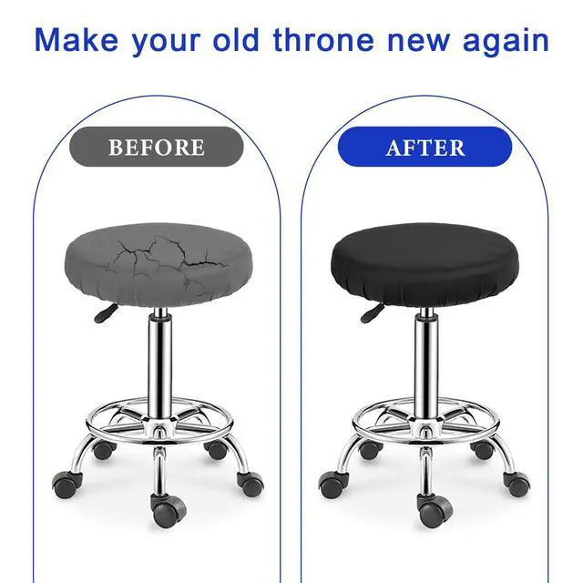 Alt view image 6 of 7 - Xthrotsenk 2-Pack Bar Stool Covers Black Round High Elastic Slipcovers Soft Cushion Washable Fit for Dia 11-14in Bar Chair for Home Bar Hotel Market