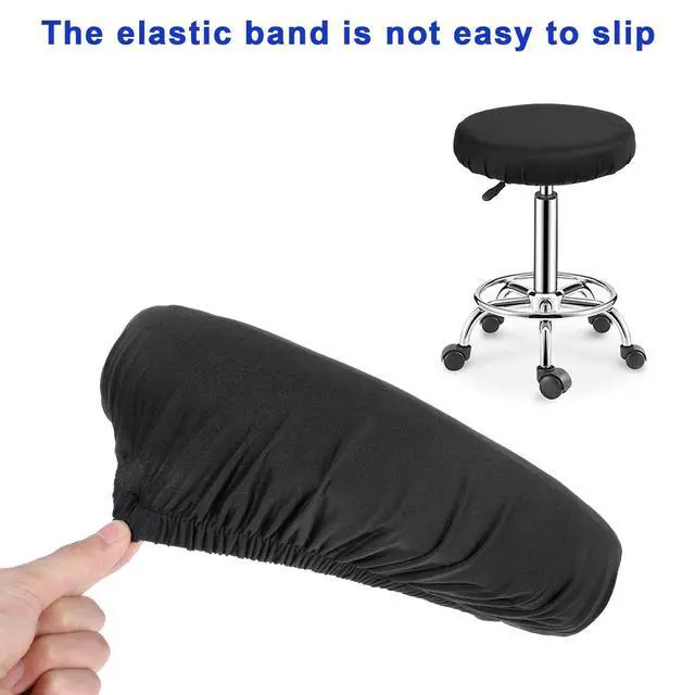 Alt view image 7 of 7 - Xthrotsenk 2-Pack Bar Stool Covers Black Round High Elastic Slipcovers Soft Cushion Washable Fit for Dia 11-14in Bar Chair for Home Bar Hotel Market