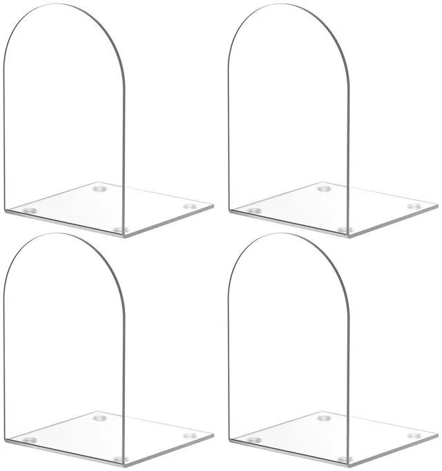 Main image of Acrylic Bookends 4 Pieces Clear Transparent Shelf Book Stopper for Shelves Desktop Organizer Home Office Supplies