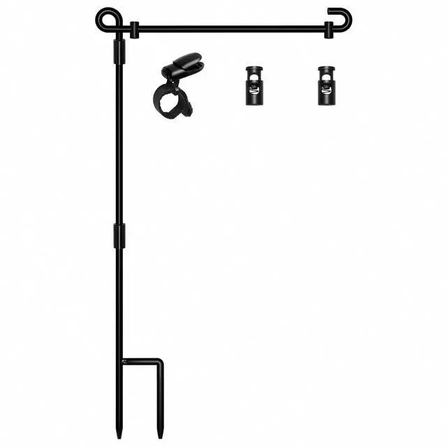 Main image of HOOSUN Garden Flag Stand and Holder Pole, Premium Metal Powder-Coated Weather-Proof Paint, with Garden Flag Clip and Spring Stoppers, Without Flag
