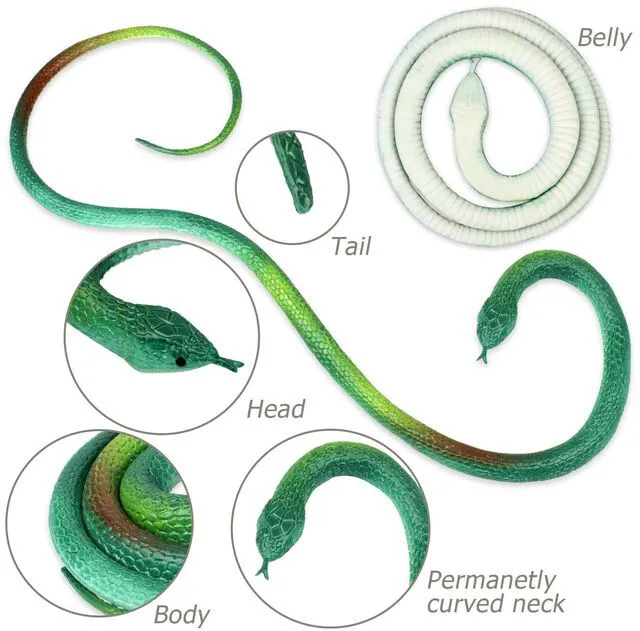 Alt view image 4 of 7 - Realistic Fake Rubber Snakes 4-Pack for Garden - Scare Birds, Squirrels, Mice