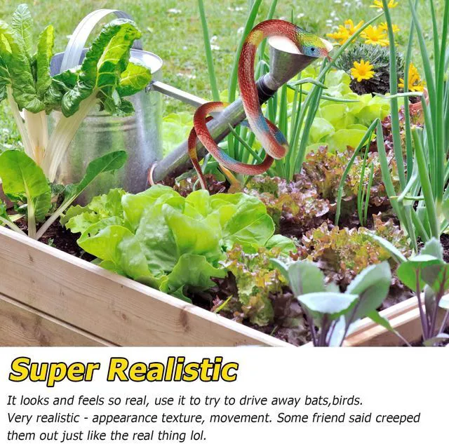 Alt view image 3 of 7 - Realistic Fake Rubber Snakes 4-Pack for Garden - Scare Birds, Squirrels, Mice