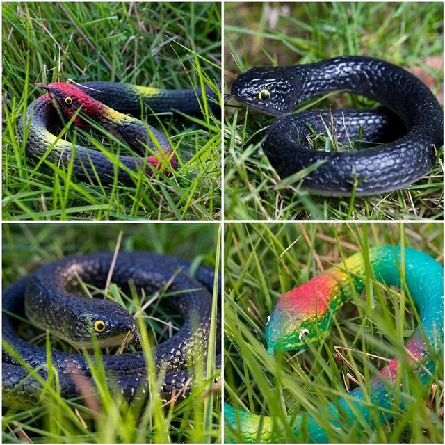 Alt view image 6 of 7 - Realistic Fake Rubber Snakes 4-Pack for Garden - Scare Birds, Squirrels, Mice
