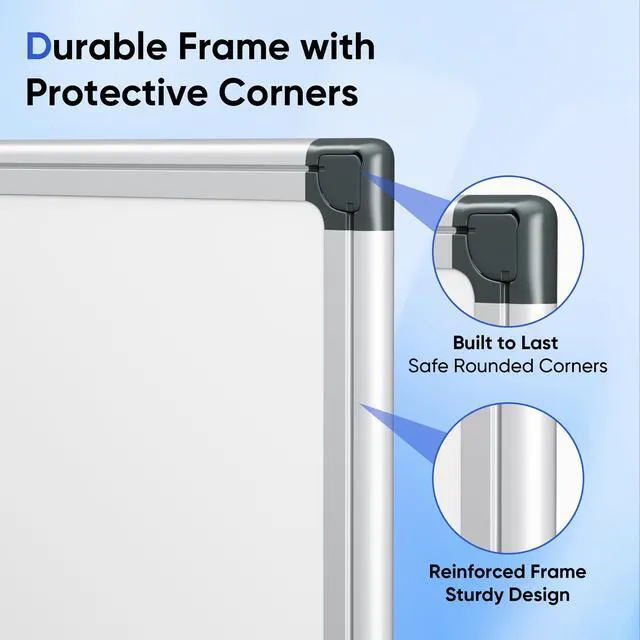 Alt view image 6 of 7 - VUSIGN 24" x 18" Magnetic Whiteboard, Dry Erase Board with Silver Frame, Wall-Mounted for Office, Home, School - Includes 1 Eraser, 2 Multicolor Markers & 4 Magnets