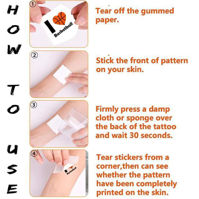 Alt view image 2 of 3 - Oringaga 300 Basketball Temporary Tattoos for Kids - Birthday Baby Shower Party Supplies Goodie Bag Stuffers (24 Sheets)