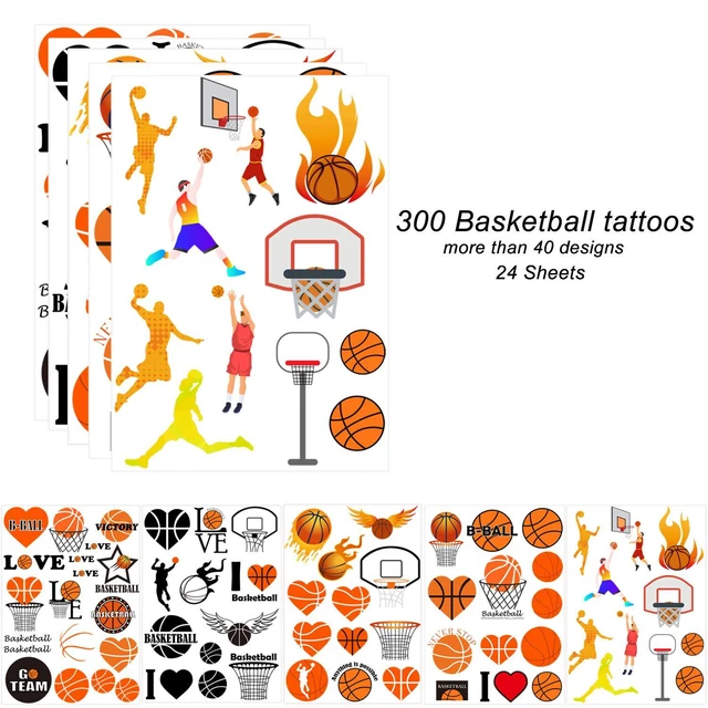 Alt view image 3 of 3 - Oringaga 300 Basketball Temporary Tattoos for Kids - Birthday Baby Shower Party Supplies Goodie Bag Stuffers (24 Sheets)