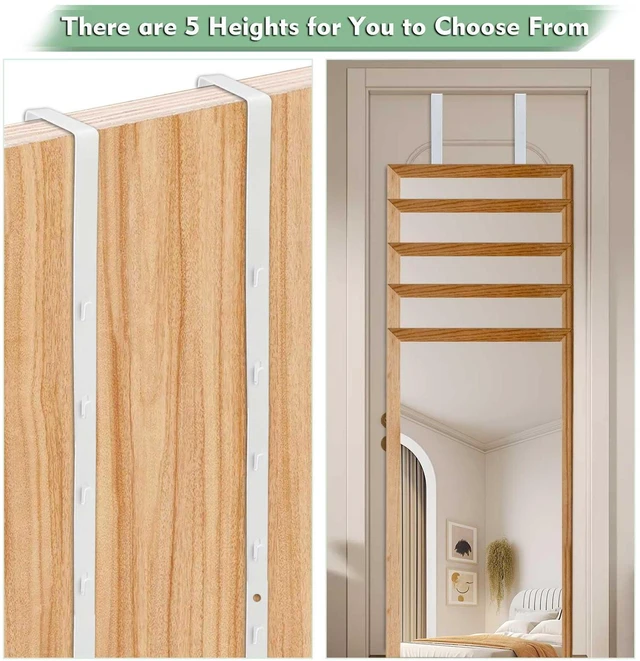 Alt view image 2 of 7 - Over-The-Door Adjustable Mirror Hanger Set, 2 Pcs Door Brackets with Protective Lining, White (Mirror Not Included)