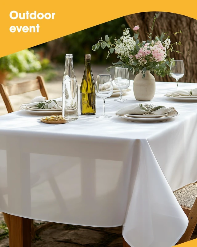 Alt view image 6 of 6 - Niuara White Plastic Tablecloth 4 Pack 54x108 Inch Rectangle Disposable for 6FT Tables, Party, Holiday & Gathering