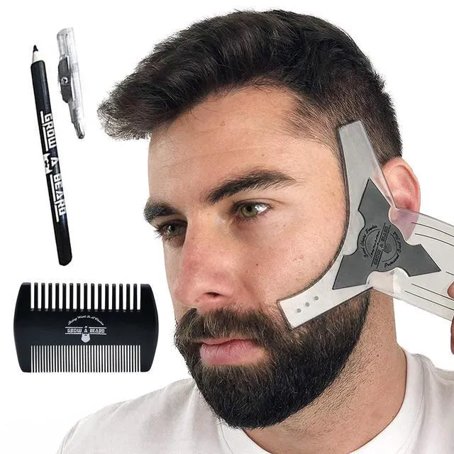 Main image of Beard Shaper Barber Pencil, Beard Lineup Guide Template with Beard Comb, Perfect for Styling and Edging