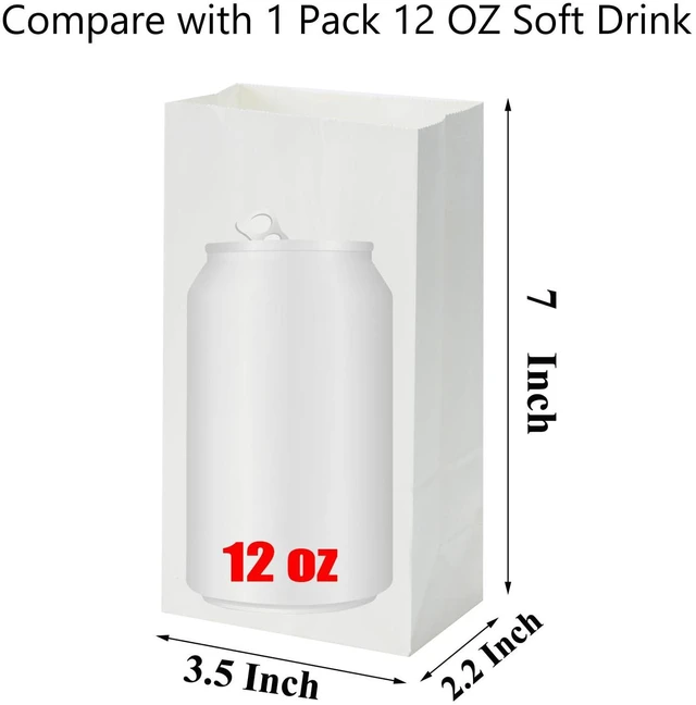 Alt view image 4 of 5 - 50pcs Mini Size 1LB 3.5x2.2x7Inches White Kraft Paper Grocery Bags for Cookies Candy Craft