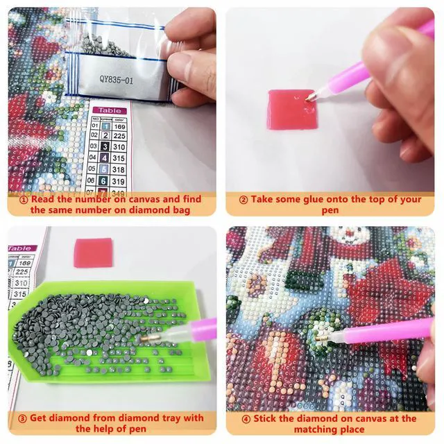 Alt view image 5 of 6 - WEUOPG Christmas Diamond Painting Kit for Adults & Beginners, Snowman Family Full Drill 5D Round Diamonds, Home Wall Decor (Snowmen-Red)