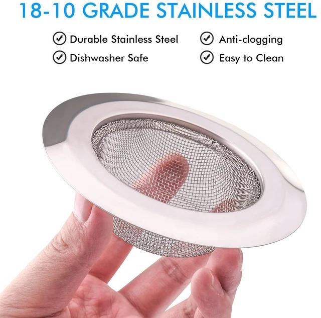 Alt view image 4 of 7 - 2Pcs 4.5" Stainless Steel Mesh Kitchen Sink Strainer Drain Cover, Wide Rim Basket Catcher