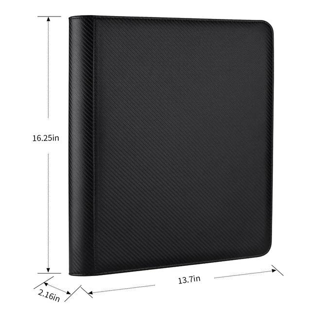 Alt view image 2 of 7 - 9 Pocket Ringless Side Loading Toploader Storage Binder, Fits 288 Standard 3"x4" Hard Top Loaders, PU Fixed Page Zipper Card Album for TCG Sports Cards, Carton Black