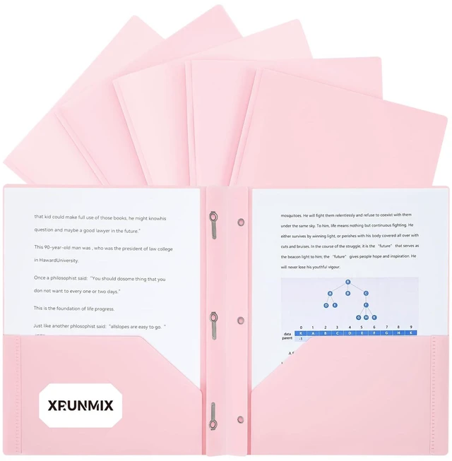 Main image of Two-Pocket Plastic Folders with 3 Prongs, Letter Size, 6-Pack Pastel Colors (Pink)
