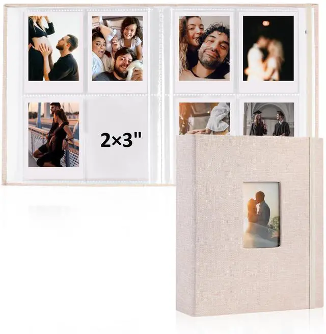 Main image of Vivinin 2PCS Polaroid Photo Album, 2x3-Inch Pockets, 104 Pockets Hold 208 Pictures, Linen Hardcover, Off-white