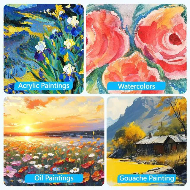 Alt view image 7 of 7 - ESRICH Canvas Boards 12-Pack, 4x4, 5x5, 5x7, 8x10, Blank Cotton Primed Canvas Panels for Acrylic, Oil, Gouache & Tempera