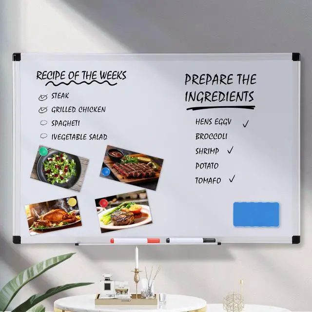 Alt view image 4 of 6 - OLIXIS 36" x 24" Magnetic Whiteboard, Dry Erase Board with Aluminium Frame, Includes 1 Eraser, 2 Markers, 4 Magnets, for Home School Office