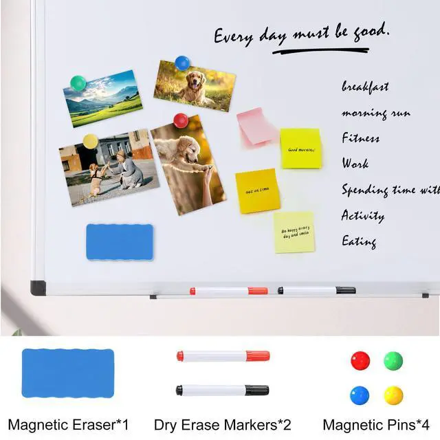 Alt view image 2 of 6 - OLIXIS 36" x 24" Magnetic Whiteboard, Dry Erase Board with Aluminium Frame, Includes 1 Eraser, 2 Markers, 4 Magnets, for Home School Office