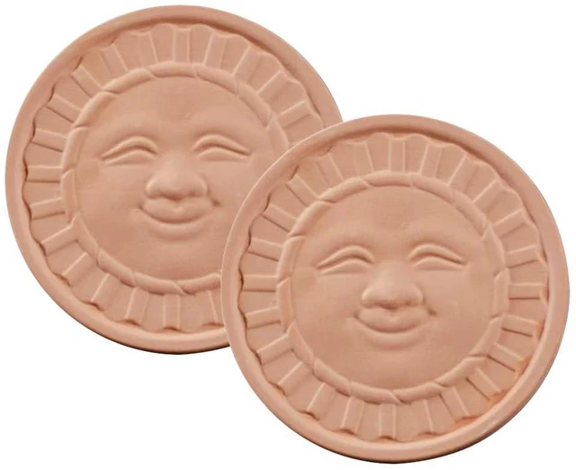 Main image of Hot Seal 2 Pack Terracotta Sun Smiles Brown Sugar Keeper Disc for Maintaining Food Moisture in Container, Brown Sugar Bear Softener Alternative, Food-Grade Safety