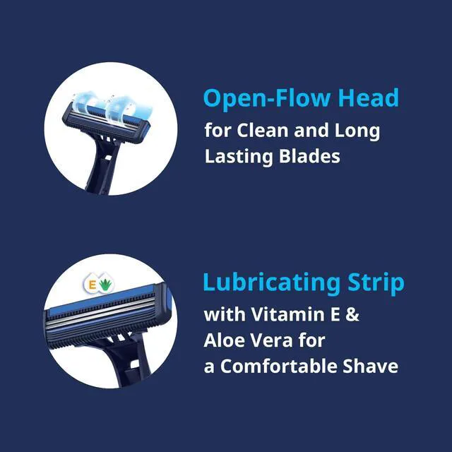 Alt view image 2 of 7 - Dorco Pace 2 Disposable Razors for Men, 30 Count, 2-Blade, Open-Flow for Easy Rinsing, Lubricating Strip, Travel and Everyday Use