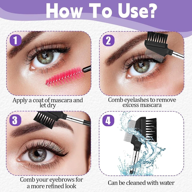 Alt view image 4 of 7 - Eyelash Comb 2 Pack, Metal Eyelash Brush Eyelash Separator Tool Eyebrow Brush with Metal Teeth Eye Makeup Tool for Women (Short Handle)