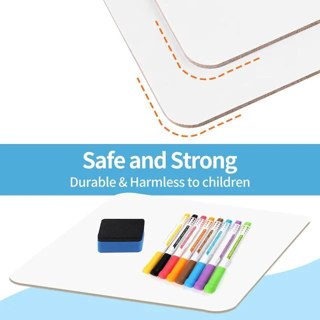 Alt view image 2 of 6 - 6 Pack Small Dry Erase Whiteboards 9" x 12" Classroom Personal Lapboards with Mini Erasers and Colored Pens