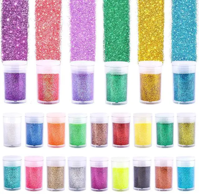 Main image of 24 Colors Glitter Set, Fine Glitter for Resin, Arts and Crafts Supplies, Festival Glitter Powder, Cosmetic Glitter for Body, Nail, Face, Hair, Eyeshadow, Lip Gloss Making