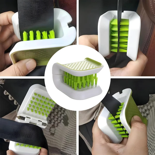 Alt view image 5 of 6 - Double Sided U-Shaped Seat Belt Cleaning Brush, Multifunctional Foldable Closed Structure Scrubber Washing Tool