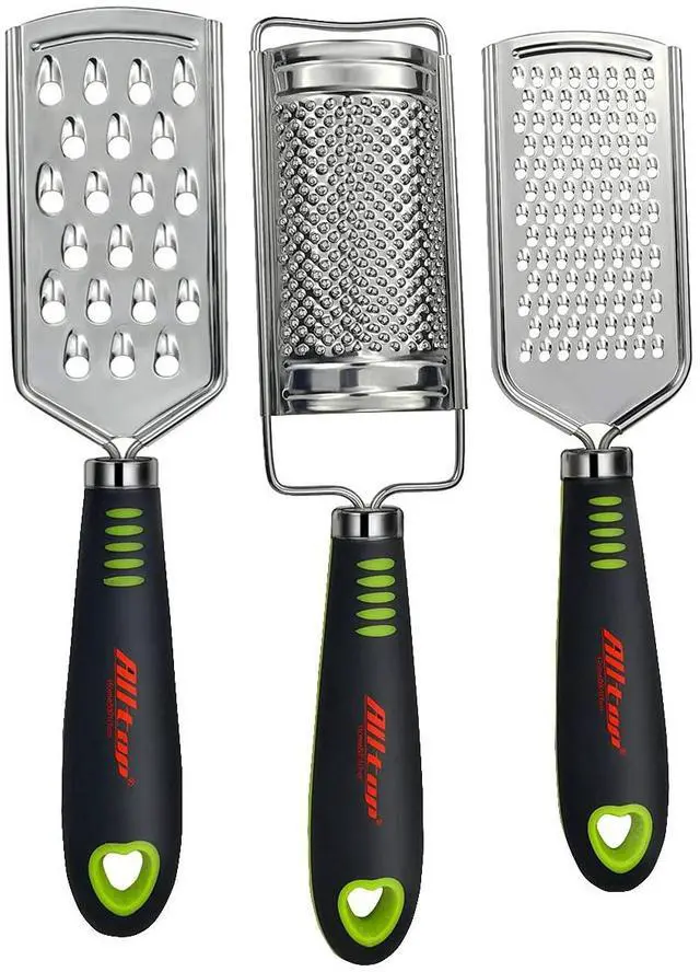 Main image of ALLTOP Food Graters Set of 3, Stainless Steel Hand-held Zester Multi-purpose for Cheese, Nutmeg, Potato, Ginger, Garlic, Citrus