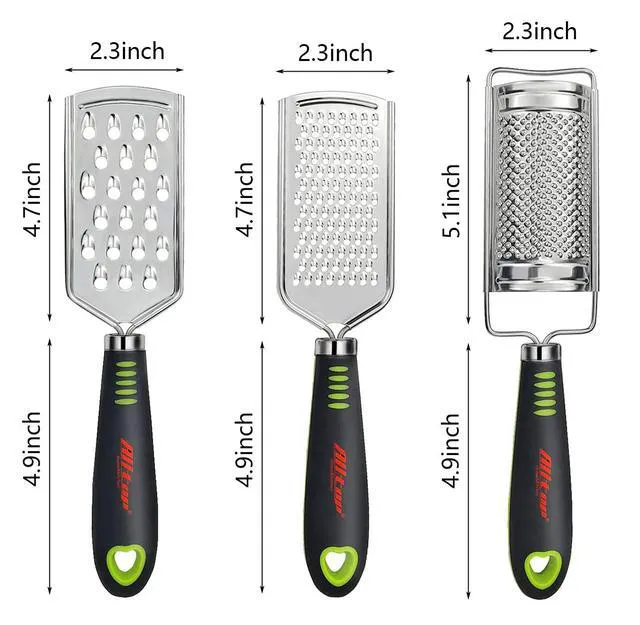 Alt view image 3 of 6 - ALLTOP Food Graters Set of 3, Stainless Steel Hand-held Zester Multi-purpose for Cheese, Nutmeg, Potato, Ginger, Garlic, Citrus