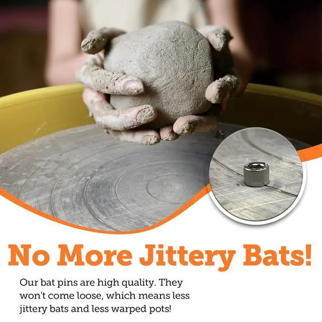 Alt view image 4 of 5 - Chester's Clay Bat Pins - 100% Stainless Steel - 1 Inch - Set of 2 Bolts and 2 Wing Nuts - 2 Pack - Fits Any Standard Pottery Wheel Head and Bat
