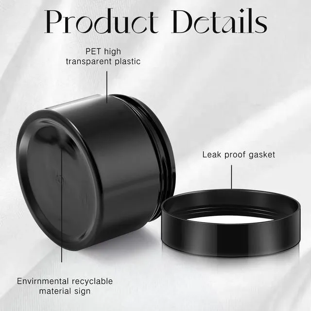 Alt view image 5 of 5 - SATINIOR 6 Pack 1oz Plastic Jars with Lids Wide-mouth Refillable Leakproof Reusable Round for Travel Cosmetic Dry Food Spice Cookie Candy Home Kitchen Organizing Black