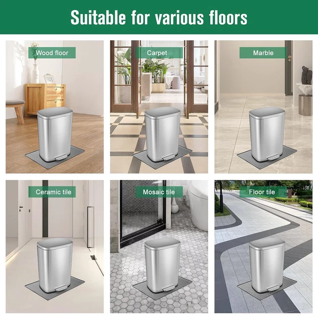 Alt view image 4 of 7 - Trash Can Mat, Silicone Non-Slip with Raised Edges, 11.8"x18.9", for Kitchen, Living Room, Bedroom