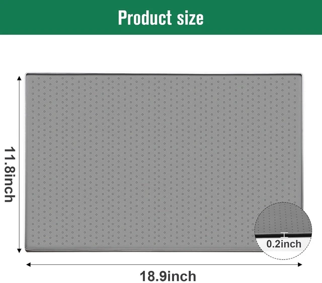 Alt view image 5 of 7 - Trash Can Mat, Silicone Non-Slip with Raised Edges, 11.8"x18.9", for Kitchen, Living Room, Bedroom