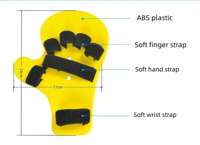 Alt view image 4 of 4 - Finger Orthotics Extended Type Fingerboard Stroke Hand Splint Training Support for Apoplexy Hemiplegia Rehabilitation Fit Left Right Hand Men Women Yellow