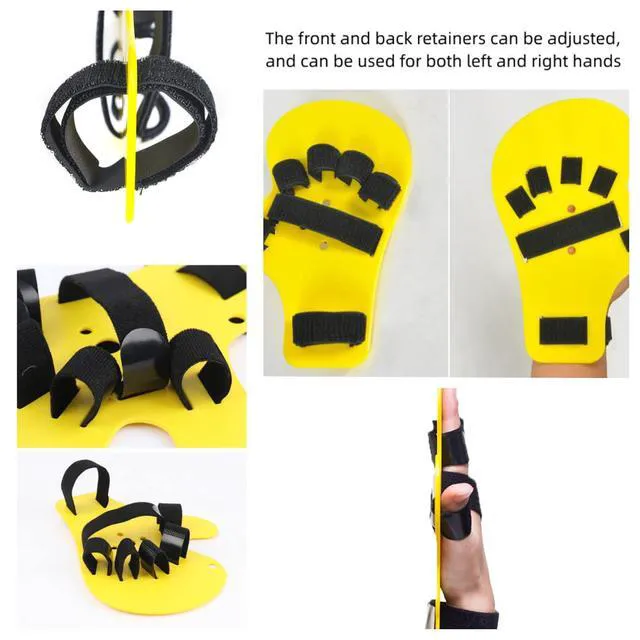 Alt view image 3 of 4 - Finger Orthotics Extended Type Fingerboard Stroke Hand Splint Training Support for Apoplexy Hemiplegia Rehabilitation Fit Left Right Hand Men Women Yellow