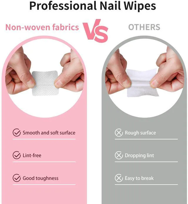 Alt view image 2 of 6 - 200 Pieces Nail Cotton Pads with 1 Pull-Down Pump Dispenser Bottle, Super Absorbent Soft Non-Woven Eyelash Glue Wipes, Nail Polish Dehumidifier for Eyelash Extension Prod