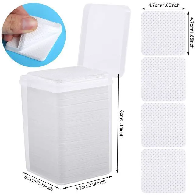 Alt view image 4 of 6 - 200 Pieces Nail Cotton Pads with 1 Pull-Down Pump Dispenser Bottle, Super Absorbent Soft Non-Woven Eyelash Glue Wipes, Nail Polish Dehumidifier for Eyelash Extension Prod