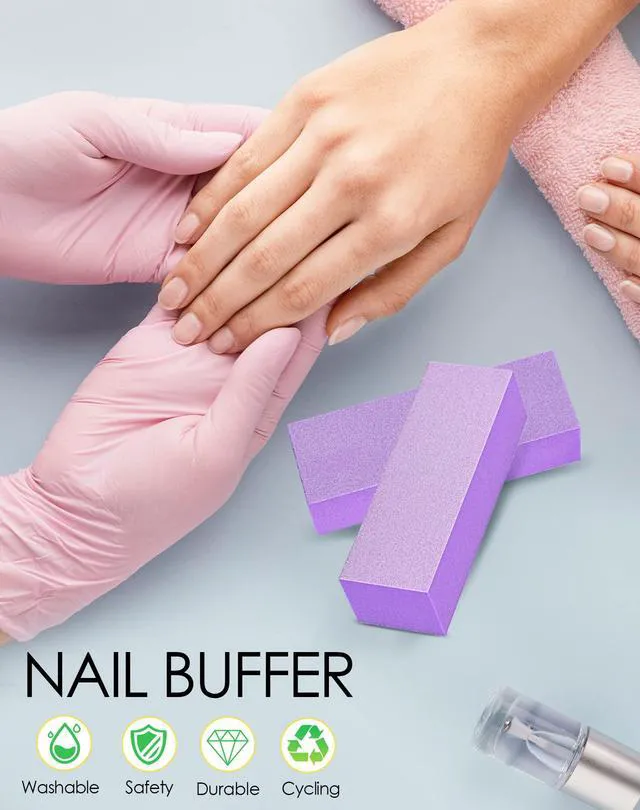 Alt view image 5 of 7 - Maryton Nail Buffer Block 5 Count - Medium/Fine 100/180 Grit, 3 Way Professional Pedicure Manicure Buffer Kit (Purple)