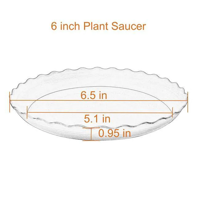 Alt view image 2 of 7 - 6 Pack 6 Inch Heavy Duty Plastic Plant Saucers for Indoor Pots, No Holes, Black (6")