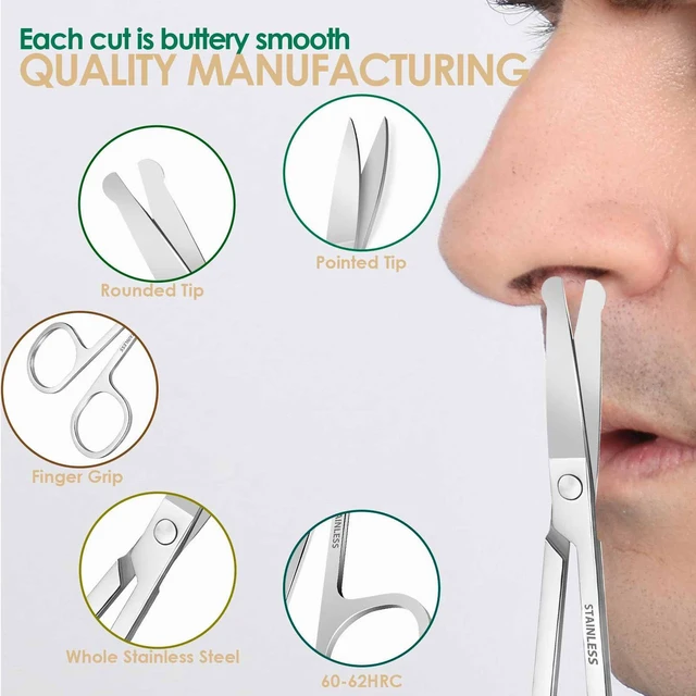 Alt view image 3 of 6 - 2 Pack Stainless Steel Facial Hair Grooming Scissors, Curved Rounded Pointed, for Eyebrows, Nose, Mustache, Beard, Eyelashes - Silver