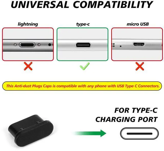 Alt view image 3 of 6 - USB-C Dust Plug Charger Port Protector, 10-Pack Type-C Dust Cover for iPhone 17/16/15 Pro Max, Samsung Galaxy S26/S24/S23/S22 Ultra/S21, All USB-C Devices & MacBook Lapto
