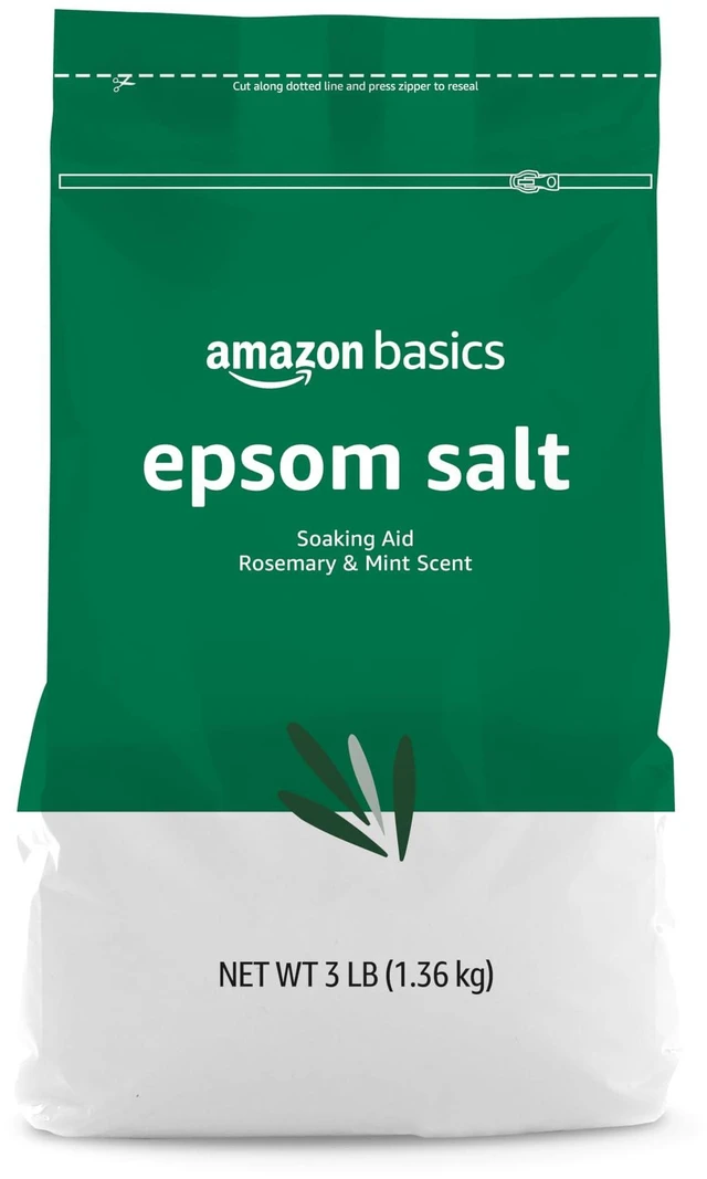 Main image of Amazon Basics Epsom Salt Soaking Aid, Soothing Rosemary & Mint Scent, 3Pound (Pack of 1)