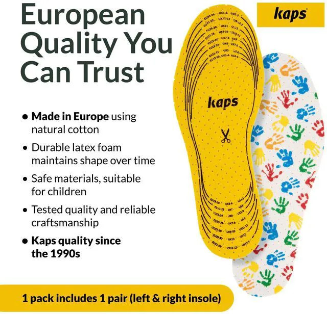 Alt view image 2 of 6 - Kaps Arieto Kids Insoles Cut to Fit, Breathable Shoe Inserts for Children and Toddlers, Prevent Blisters Keep Feet Fresh, Up to 23cm/9in